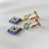 スクエアイヤリング(ターコイズ×青)