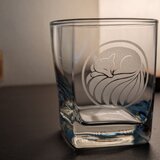 丸に眠り九尾狐（弐）　家紋風和グラス