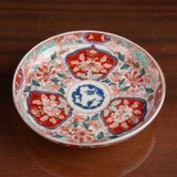 古伊万里 染錦 草花文 四寸皿 小皿 明治時代 F322