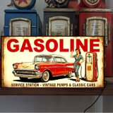 【オーダー無料】ガソリンスタンド ダイナー ピンナップガール アメ車 ガレージ 店舗 自宅 照明 看板 置物 雑貨 ライトBOX