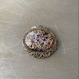 Vintage 80s-90s retro enamel glass stone classical design brooch