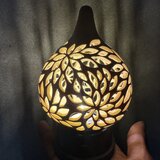 ひょうたんランプ　むじな菊モチーフ　単三電池式LED照明台座付き