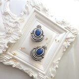 【フランス買付】【Mony Art 】ブルーカボションイヤリング ＊Italian Vintage Elegance 1980s