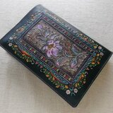 単行本サイズブックカバー  牛革　刻印＆拭き染め