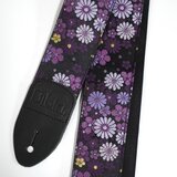 菊吹雪　帆布ギターストラップ（紫）京都金襴