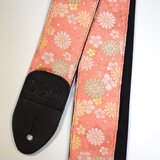 菊吹雪　帆布ギターストラップ（コーラルピンク）京都金襴