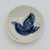 【Temoto】小鳥の豆皿｜手描き藍色の小さな器（10cm）