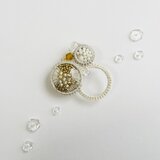 en ー縁ー ／ブローチ／手刺繍／Ｓ＋／ホワイト×ゴールドb002a