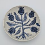 【Temoto】青い夢のしずく｜記憶の花を映した深皿（16×4cm）