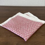 刺し子♡ふきん　(亀甲花刺し・赤）