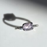 スターサファイア　2.36ct　オーバルカボション　ミル爪　シルバーSV925リング