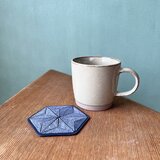 【本革】麻の葉コースター／ネイビー