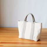 Soft canvas tote〈Breeze〉M /  生成り×グレー