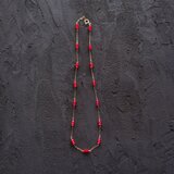 【K14gf】Red Coral Station Necklace／レッドコーラル ステーションネックレス（Rondelle）