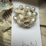 ごつごつブローチ(おめかし) 淡水パール　ホワイト