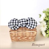 【リボンのお弁当袋】保冷保温　 バスケット柄×ギンガムチェック(黒)　　ランチバッグ/洗える/入園入学