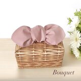 【リボンのお弁当袋】保冷保温　 バスケット柄×くすみピンク　　ランチバッグ/洗える/入園入学