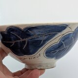 【Temoto】お花のお茶碗｜手描き藍色の器（12.5x5.5cm）