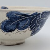 【Temoto】お花のお茶碗｜手描き藍色の器（12.5x5.5cm）