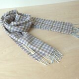 ホームスパン　リネン×カシミヤプチマフラー　ギンガムチェック
