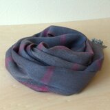 ホームスパン　リネン×カシミヤマフラー　ブルー×紫 杉綾