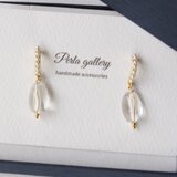 14kgf 14kgp クリスタル水晶とパール ピアス 限定 金アレ対応