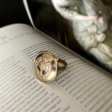 [UK] Queen Elizabeth II Crown Button Ring - brass