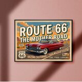【額付※オーダー無料】 ルート66 アメ車 ガレージ ビンテージアート ウォールアート インテリア 雑貨 A4アートポスター