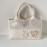 上品な帯リメイクバッグ｜優しい花文様｜和装にも洋装にも