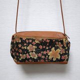 楕円形ポシェット (牛革×豚革・紅葉柄)