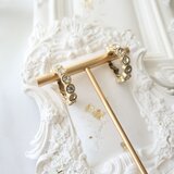 【フランス買付】ヴィンテージ ラインストーン ハーフフープ イヤリング＊ゴールドトーン 1980s【1万円以上で送料無料】