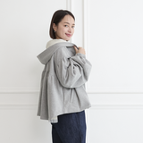 大きめフードの大人のフリル スウェットパーカー　グレー　0776Grey