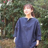 キーネックドルマンスリーブプルオーバー（インディゴ）