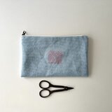 ぺたんこポーチ　アクアブルー