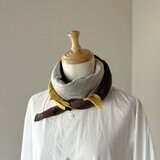 ベルギーリネン  大判スカーフ［Tsumiki］　カーキ/ナチュラル/イエロー