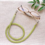 ＊ドイツビーズ&リボンのグラスコード（オリーブグリーン）＊