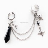 星と雫☆フープイヤリング&イヤーカフ/ブラック【ピアス等パーツ変更可】