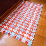 水と空の手織りマット（ガラ紡糸とスーピマ綿）58cm×115cm
