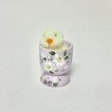 ヒヨコ付き、野の花のエッグスタンド(ライラック)