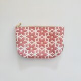 《スペイン生地》さくら色・花柄ポーチ（マチ付／Lサイズ）