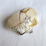 ミニがま口：アンティーク・刺繍ファブリック；ベルギー製