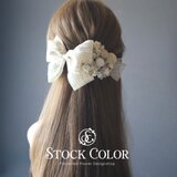 リボン 紫陽花 かすみ草 和モダンヘッドドレス ヘアアクセサリー 髪飾り＊ウェディング 成人式 白無垢 和装 袴 卒業式