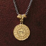 エトルリア風・純金仕上・コインペンダント（モチーフジュエリー）シルバー製　