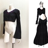 【1点もの・デザイン画付き】綿ジャガード＆尾州織りジャガードショート丈ブラウス（KOJI TOYODA）