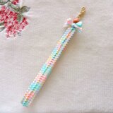 ＊リボンハンドストラップ＊パステルレインボー＊