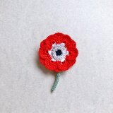 アネモネのブローチ〈レッド〉 レース編み