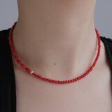 Red coral necklace：赤サンゴ　ビーズネックレス　ギフト　誕生石　プレゼント　珊瑚　レッド　贈り物