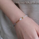 mother of pearl bracelet 天然石ブレスレット　アクアマリン アパタイト シェル ペリドット