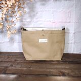 サコッシュ80　モカベージュ　帆布生地　【よこ】