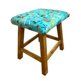 西海岸インテリア　カリフォルニアサーフ柄　クッションスツール（ターコイズ）